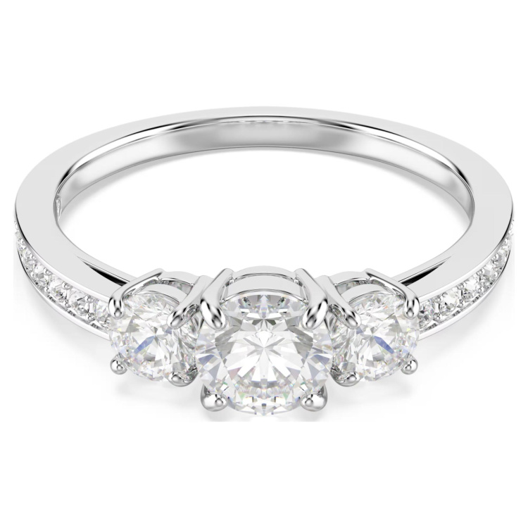 Stilla Attract ring Round cut, White, Silver-tone finish